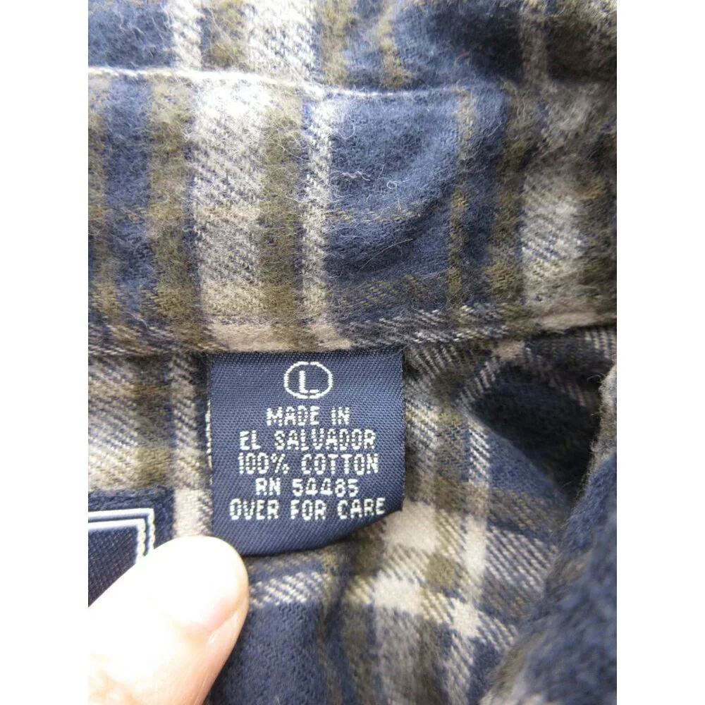VINTAGE American Eagle Shirt Large Flannel Button Down Plaid Pocket